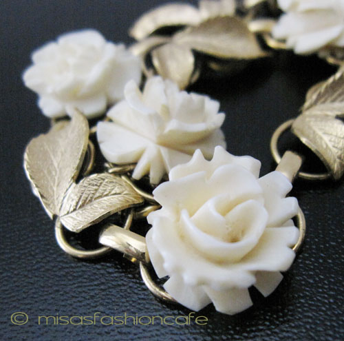 （画像用） 本象牙 アイボリー 14K ローズ ブレスレット