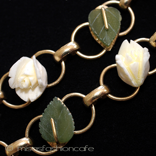 （画像用） 本象牙・ヒスイ　14K　 ローズ　ブレスレット