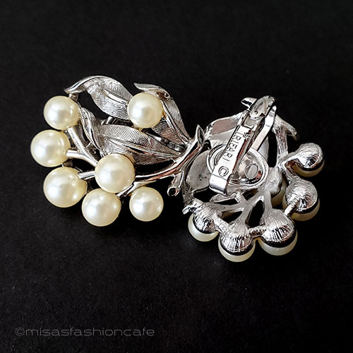 （画像用） Trifari　 トリファリ パール花イヤリング