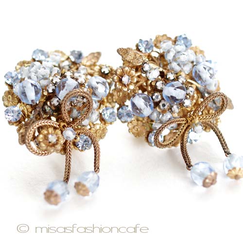 （画像用） 希少DeMario NY刻印 花＆りぼんイヤリング