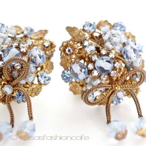 （画像用） 希少DeMario NY刻印 花＆りぼんイヤリング