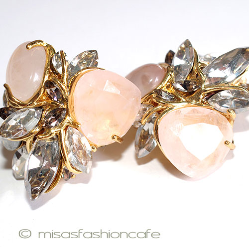 （画像用） 天然石　ローズクオーツ クリスタル　イヤリング