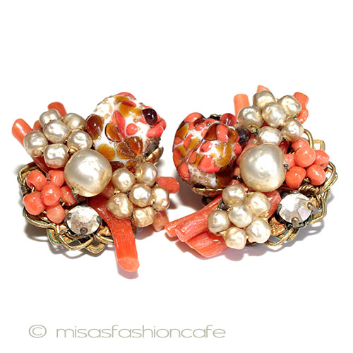 （画像用） DeMario NY　イヤリング 珊瑚バロックパール