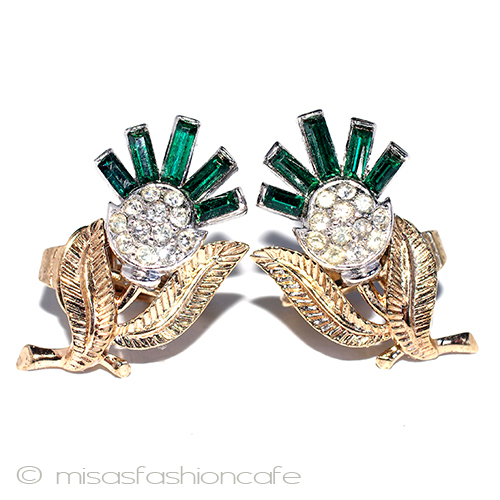 （画像用） Ｔｒｉｆａｒｉ　 トリファリ エメラルド　花イヤリング