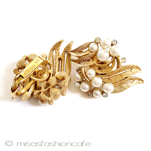 （画像用） Trifari　 トリファリ パール金葉　イヤリング