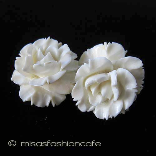 （画像用） 本象牙アイボリー ローズイヤリング