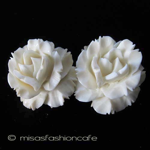 （画像用） 本象牙アイボリー ローズイヤリング