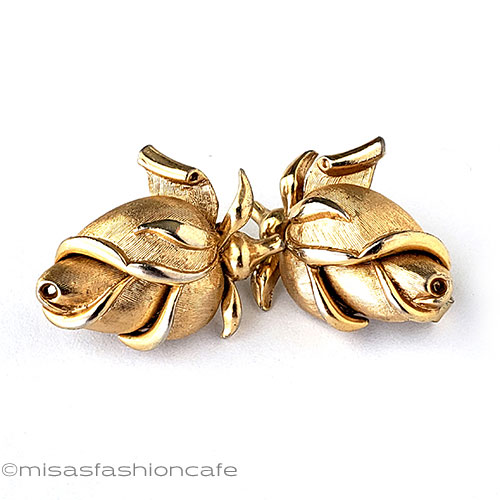 （画像用） Trifari　 トリファリ 薔薇の蕾イヤリング