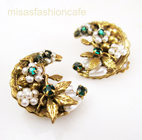 （画像用） Robert ロバート ムーン月型・花イヤリング