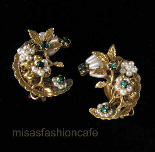 （画像用） Robert ロバート ムーン月型・花イヤリング