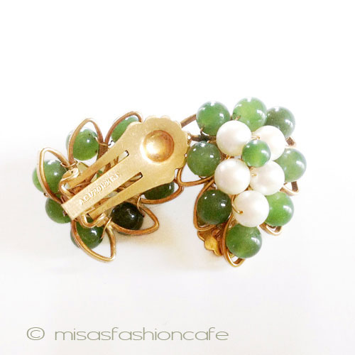 （画像用） 本真珠・翡翠・12Kgf フローラル　イヤリング