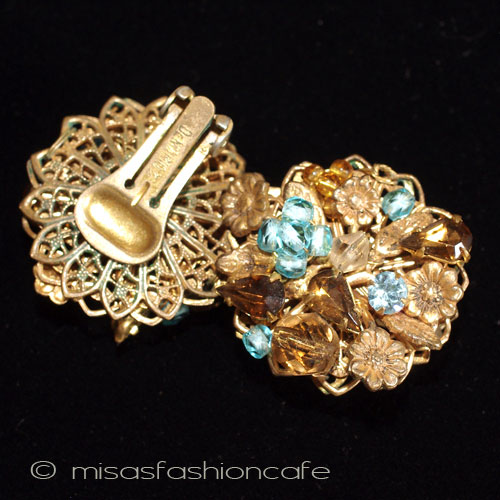 （画像用） DeMario NY　イヤリング ブルー＆トパーズの花