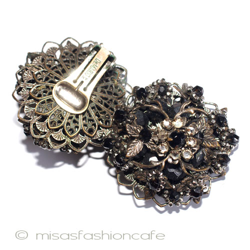 （画像用） DeMario NY　イヤリング 大振りBLKフラワー