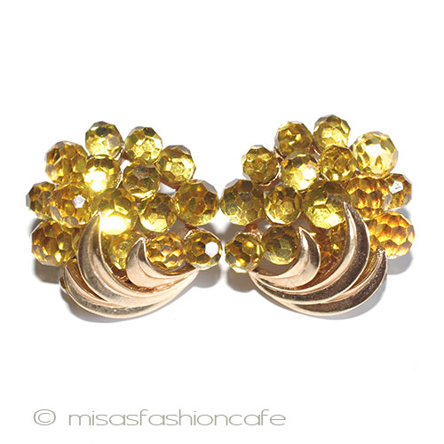 （画像用） Trifari　 トリファリ クリスタル花イヤリング