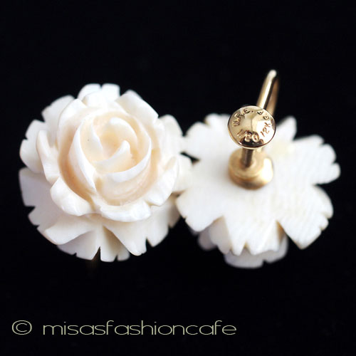 （画像用） 象牙アイボリー12Kgf ローズ　イヤリング