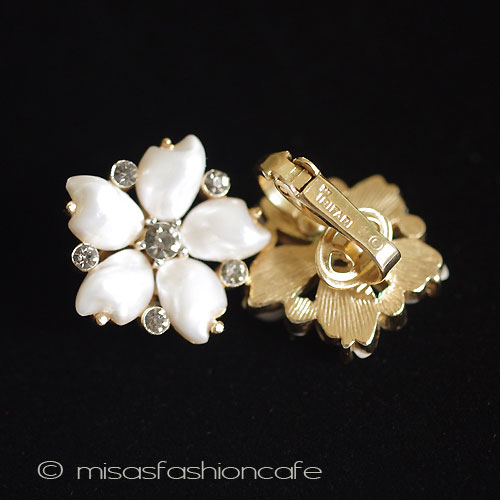 （画像用） クラウン　トリファリ Trifari　花イヤリング