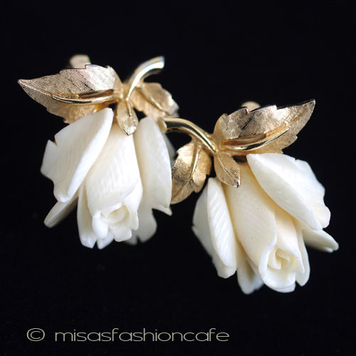 （画像用） 本象牙アイボリー ローズイヤリング