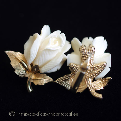 （画像用） 本象牙アイボリー ローズイヤリング