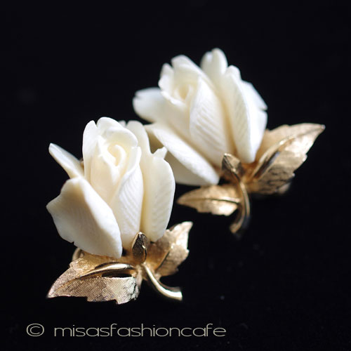 （画像用） 本象牙アイボリー ローズイヤリング