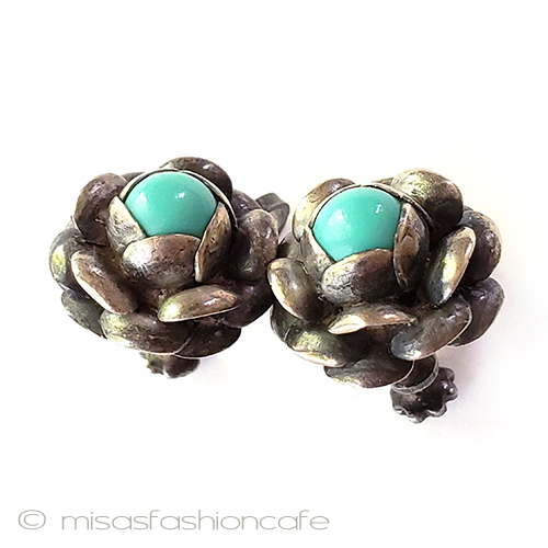 （画像用） アンティークジュエリー 銀製　お花イヤリング