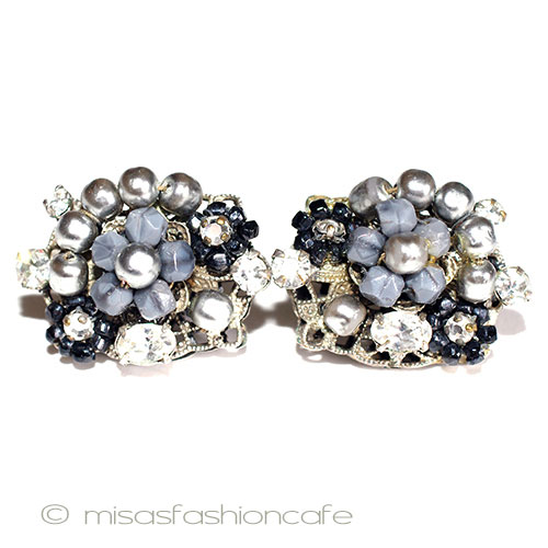 （画像用） Original by Robert グレーパール花イヤリング