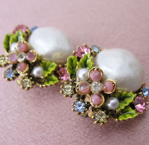 （画像用） ART刻印イヤリング バロックパール＆お花