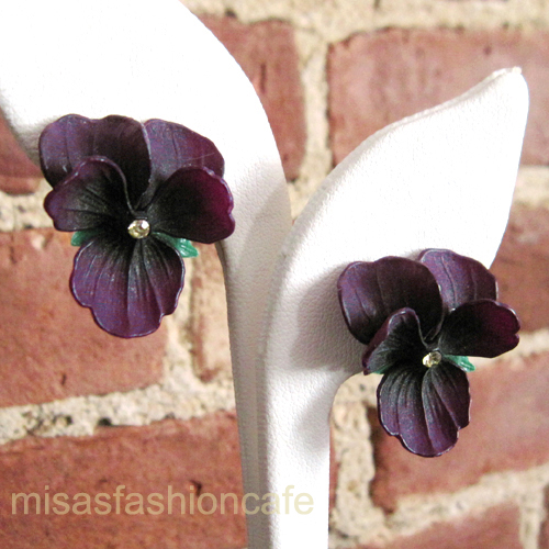 （画像用） ドイツ製 イヤリング パンジー・スミレ
