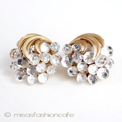 （画像用） ヴィンテージイヤリング トリファリ　クリスタル