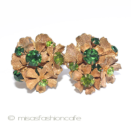 （画像用） Ｄｅ　Ｍａｒｉｏ　ＮＹ　 グリーン花イヤリング