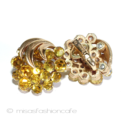 （画像用） Trifari　 トリファリ クリスタル花イヤリング