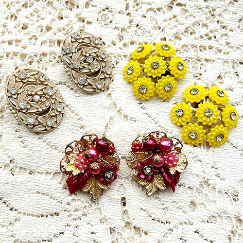 （画像用） ヴィンテージイヤリング 「フラワー」3点セット