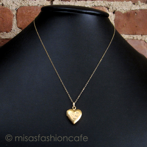 （画像用） アンティーク　12K GF ハートロケット ネックレス