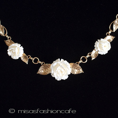 （画像用） 象牙アイボリー12Kgf ローズ　ネックレス