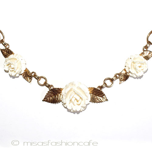 （画像用） 象牙アイボリー12Kgf ローズ　ネックレス