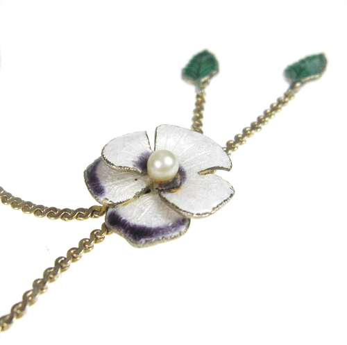 （画像用） アンティーク　 パンジーすみれネックレス