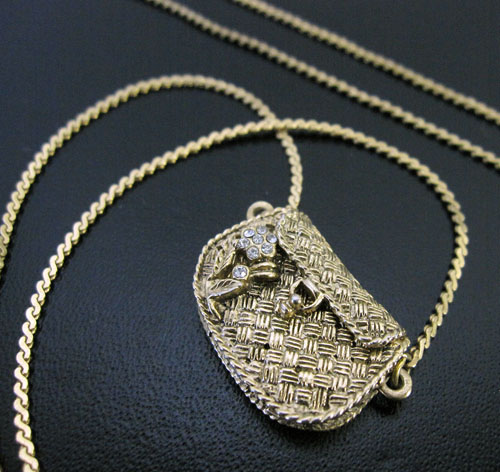 （画像用） アンティーク　 かごバッグ ネックレス