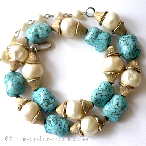 （画像用） Trifari　 トリファリ パール＆ターコイズ