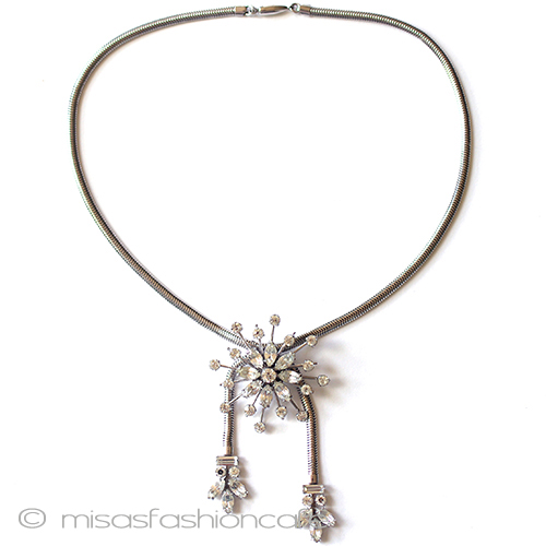 （画像用） Krementz　花ネックレス 14Kgf　ホワイトゴールド