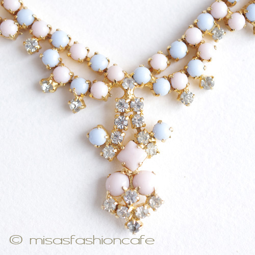 （画像用） ベビーピンク＆ブルー ガラス＆RS ネックレス