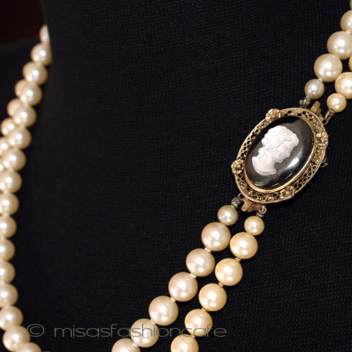 （画像用） ネックレス兼ブローチ グラスパール・カメオ