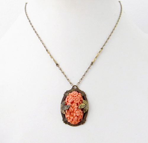 （画像用） アンティーク　お花ネックレス