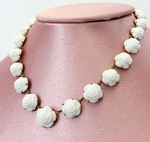 （画像用） 1900年代　ネックレス ガラス・ローズ