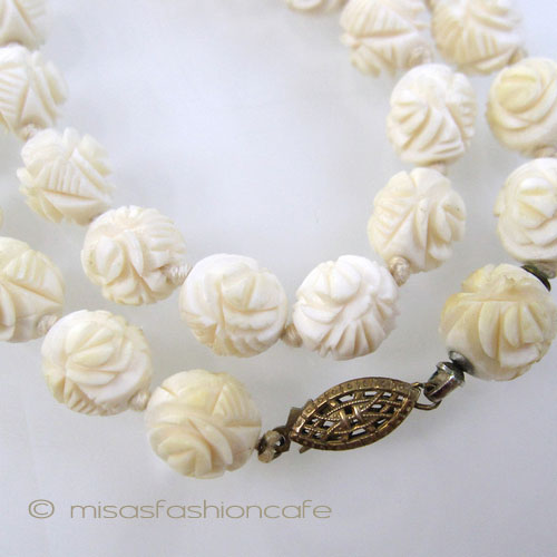 （画像用） 象牙アイボリー花ネックレス