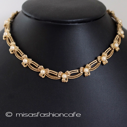 （画像用） Trifari　トリファリ パール・リボン ネックレス