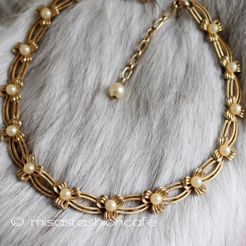 （画像用） Trifari　トリファリ パール・リボン ネックレス