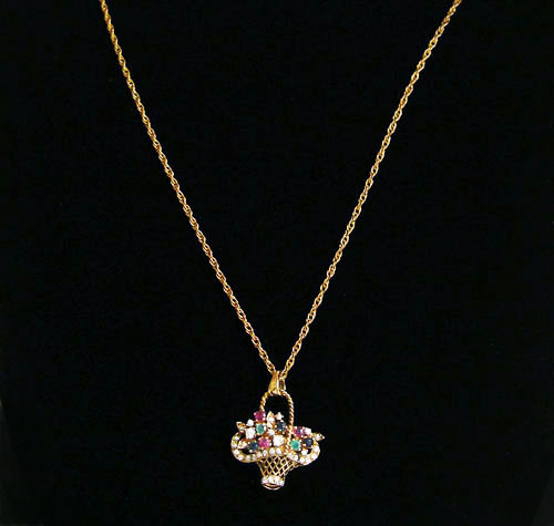 （画像用） 豪華天然石の花かご　 ネックレス