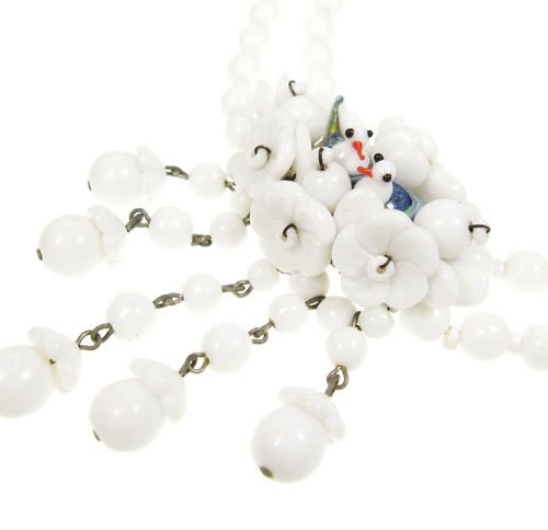 （画像用） 1点ものガラス鳥と花 　ネックレス