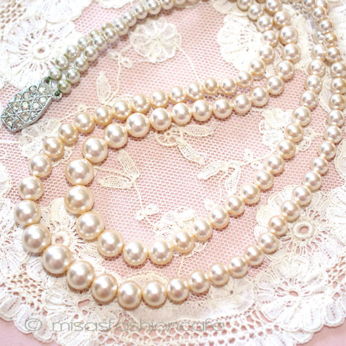 （画像用） 英国製　アンティーク パール２連　ネックレス