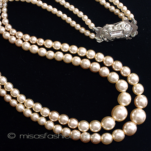 （画像用） アンティーク ネックレス パール２連　RSクラスプ