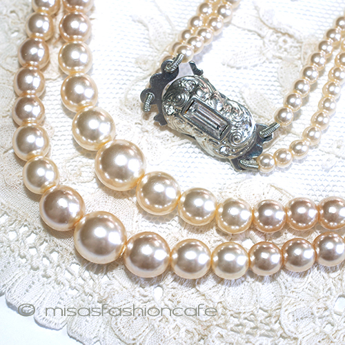 （画像用） アンティーク ネックレス パール２連　RSクラスプ